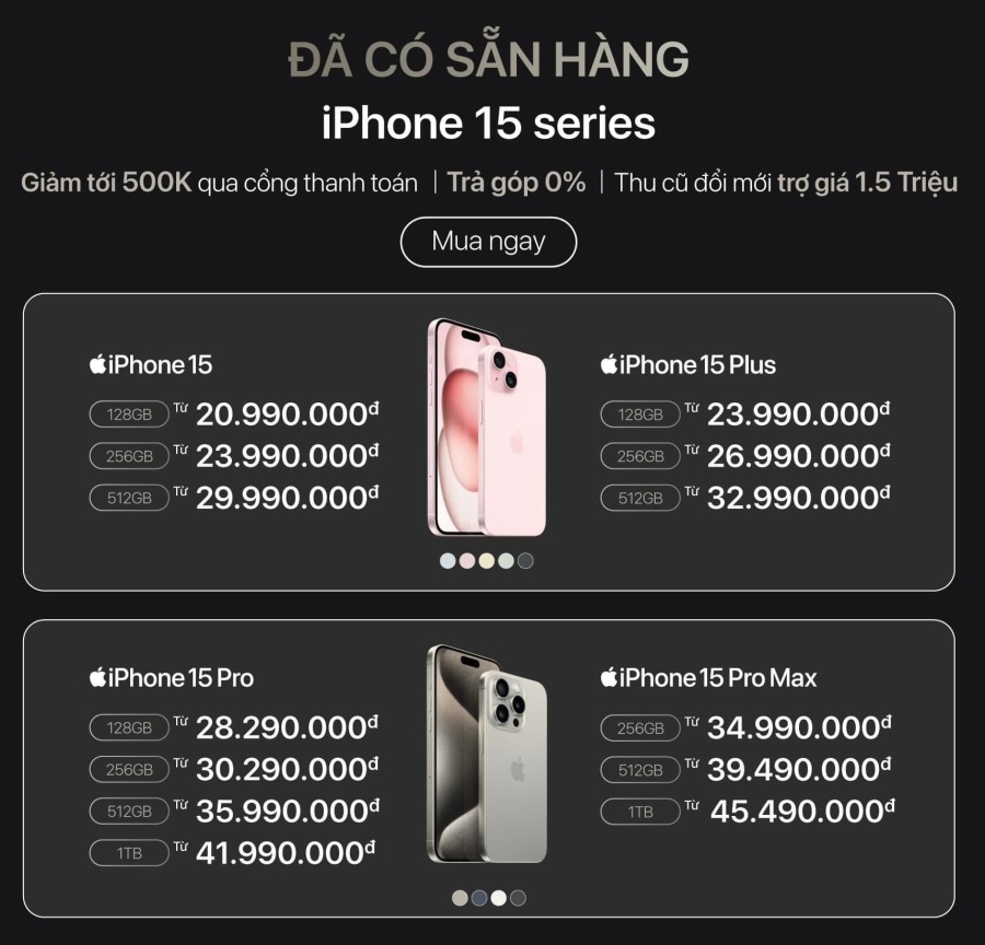giá bán iphone 15 giá rẻ ngon bổ 